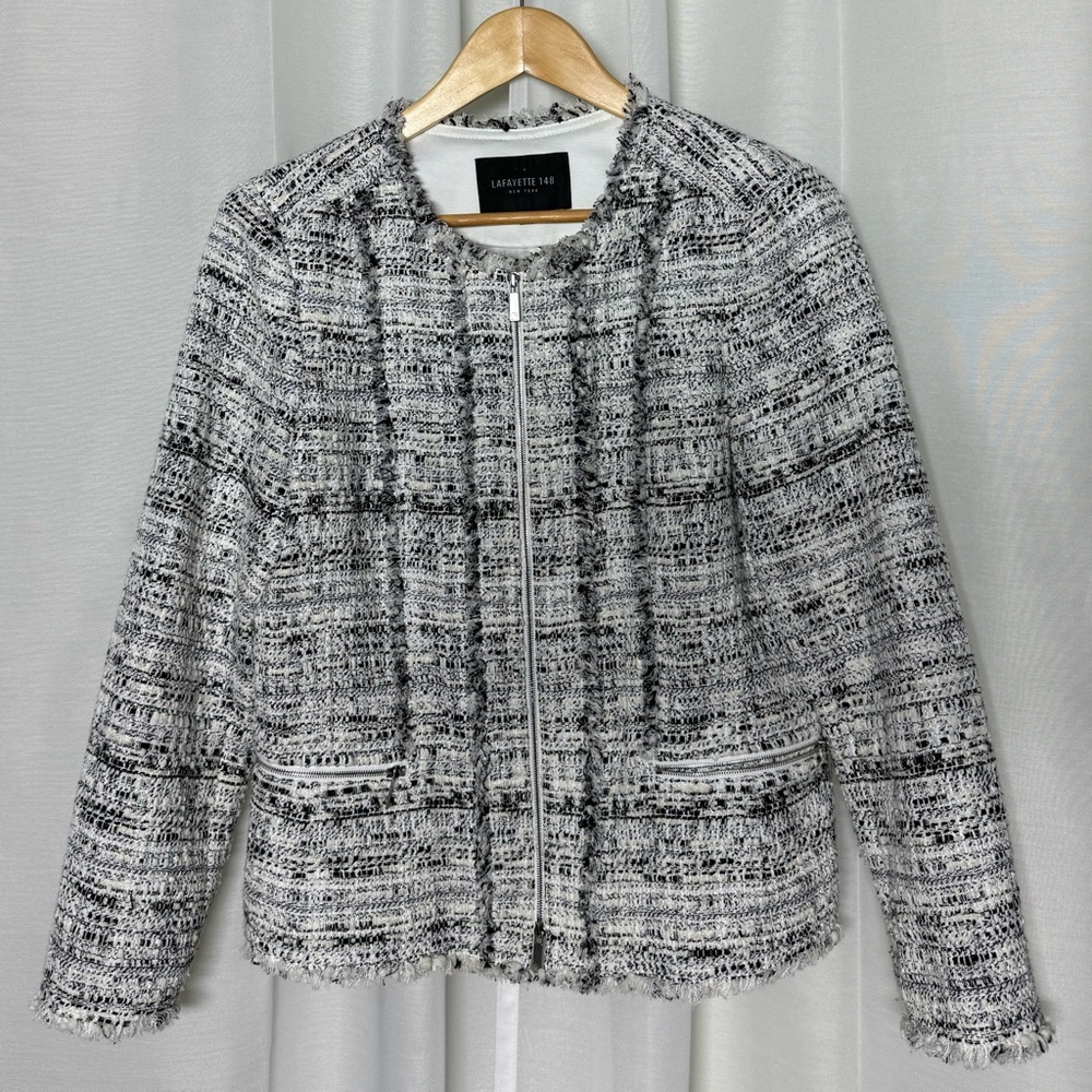 $898 LAFAYETTE 148 NOELLE TWEED ZIP UP JACKET